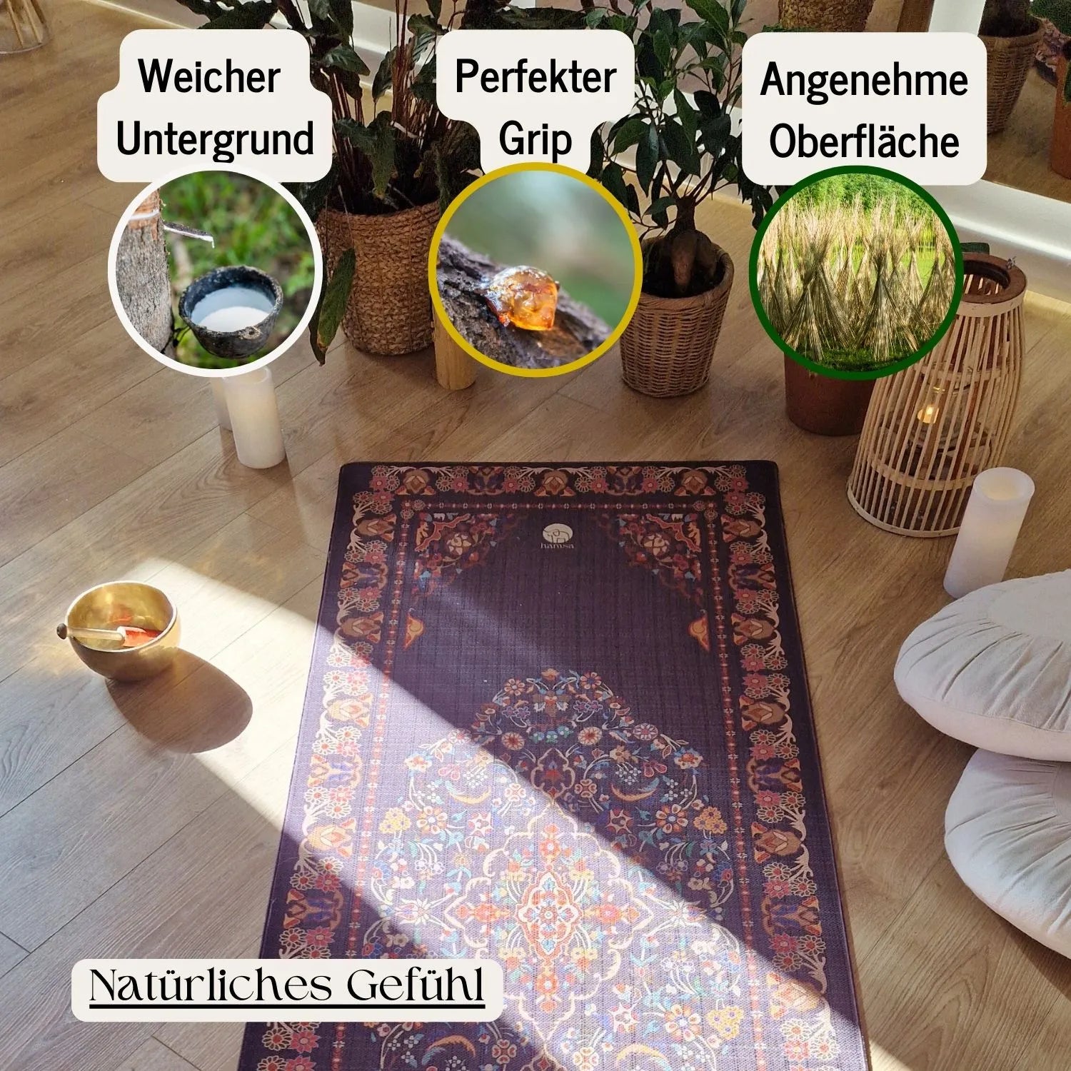 Shiva Hamsa Yogamatte flach liegend – rutschfest, nachhaltig und geerdet für Yoga